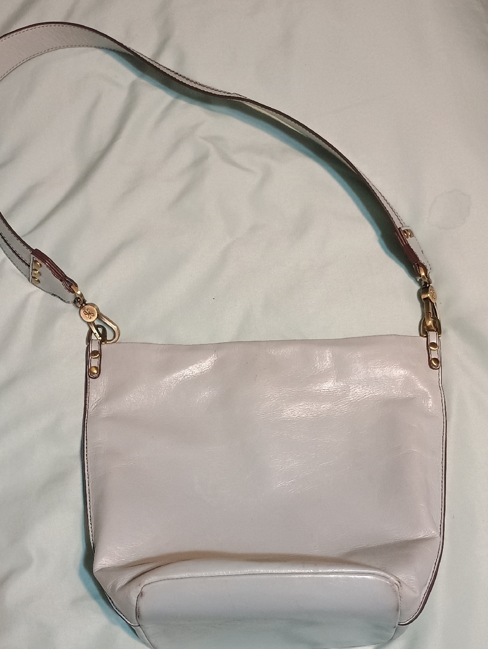 HOBO Light Pink Leather Shoulder Bag with Gold Hardware
